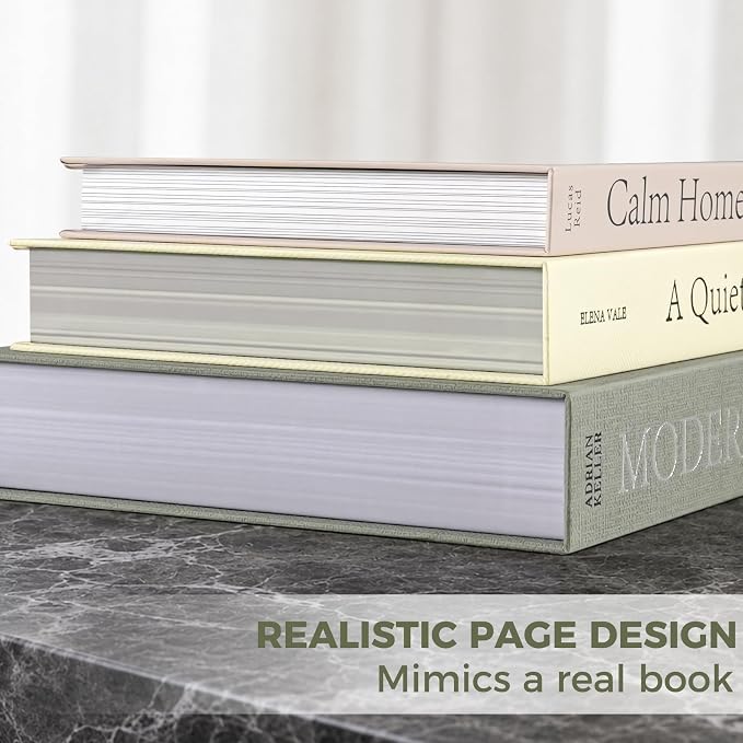 Decorative Books for Home Decor, Set of 3 Stackable Fake Books for Coffee Table Bookshelf Decor, Modern Aesthetic Decorative Book for Home Living Room Bedroom Office Decoration, Sage Green