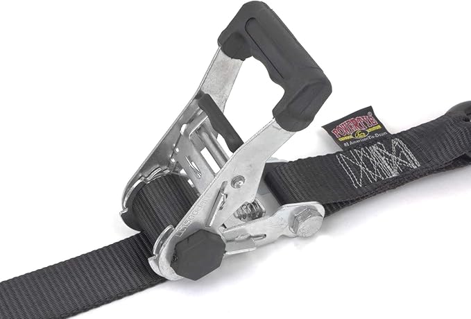 PowerTye Industrial Ratchet Tie-Down Kit - Made in USA - 1.5 inch x 8ft - Heavy Duty Ratchet Straps with S-Hooks, 4-Pack + Storage Bag, for Motorcycles, UTVs & Trailers, 1,000 W.L.L., Orange (4-Pack)