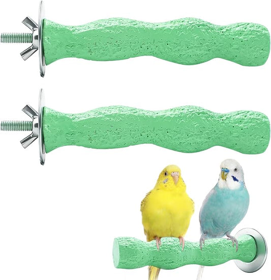 2pcs Bird Beak Grinding Stone, Anti-Slip Parakeet Nail Trimming Stick Resin, Bird Parrot Cage Perch Stand Platform Foot, Claws Trimmer Chewing Toys for Budgies, Parakeets, Cockatiels, Conures