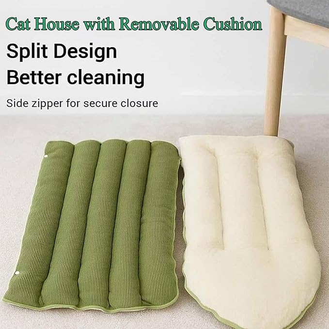 Expectation Cat Bed, Removable and Washable Winter Closed-Off Cat Bed, Soft Fluffy Warm Autumn/Winter Cats House, Washable Non-Slip Pet Sleeping Bag for Indoor Cats Small Dogs (D,Medium)