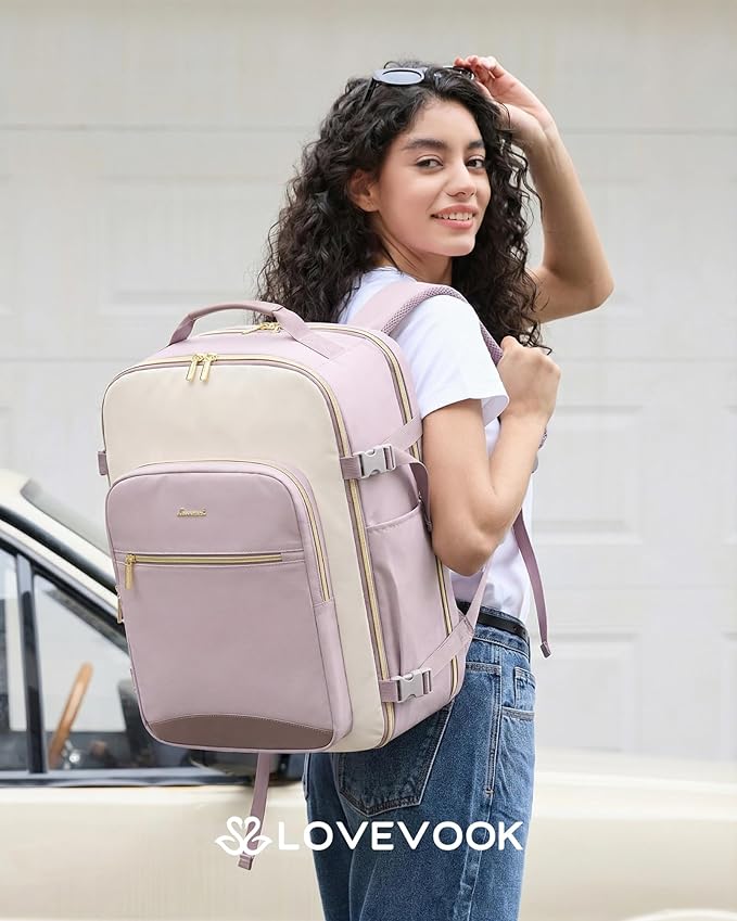 LOVEVOOK 56L Travel Backpack for Women & Men, Airline Approved Carry On Luggage with 3 Packing Cubes, TSA Overnight Bags, Waterproof Personal Item Bag, Weekender Essentials Backpacks fits 17" Laptop