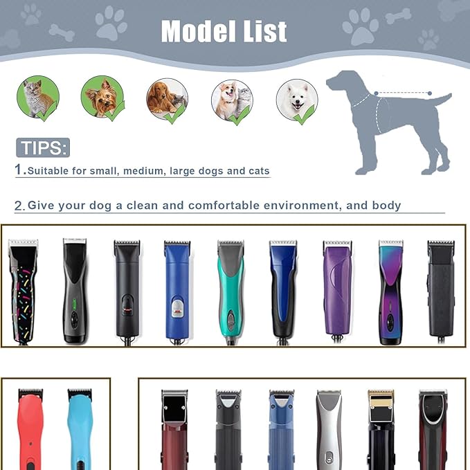 5PCS Wide Blades for Dog Grooming Blades Compatible with Andis Dog Clippers,Size #10W+30W+4FW+5FW+7FW Dog Clipper Blades Compatible with Oster A5,Wahl km10 Dog Clippers,Stainless-Steel Blade Sharp
