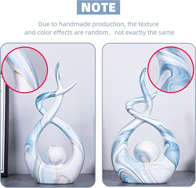 Blue Sculptures Home Decor, Dining Room Table Centerpiece Living Room Decor, Ceramic Statues Shelf Decor, Modern Abstract Art Desktop Entrance Table Decorations (2pcs)