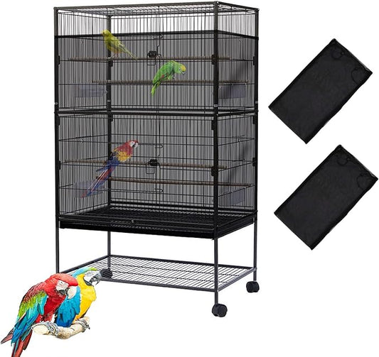 Bird Cage Seed Catcher,Large Birdcage Net Cover,Bird Cage Accessories for Parrot Parakeet Cockatiels Conures Macaw African Round Square Cages(118 * 31inch,2 PCS)