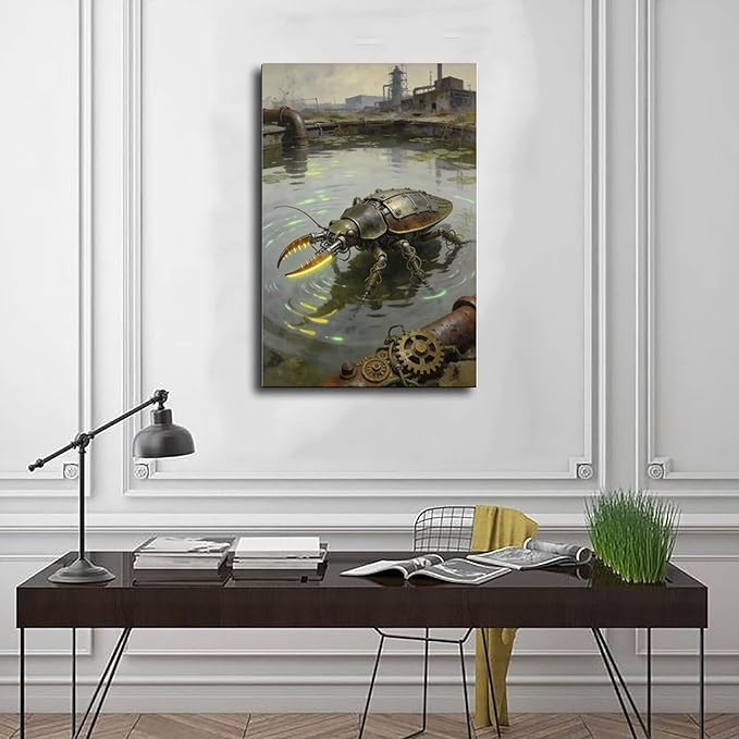 Framed Industrial Fantasy Wall Art for Living Room TV Wall Post Apocalyptic Style Home Decor 08x12inch(20x30cm)