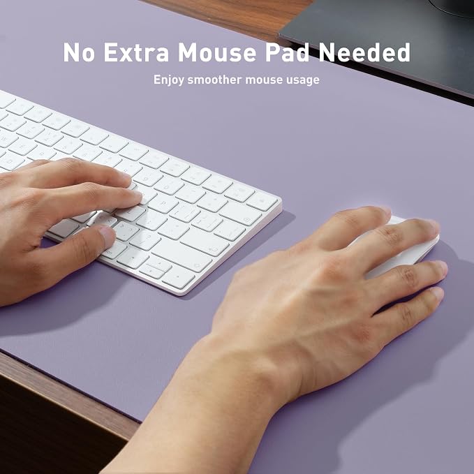 Aothia Leather Desk Pad Protector, Mouse Pad, Office Desk Mat, Non-Slip PU Leather Desk Blotter, Laptop Desk Pad, Waterproof Desk Writing Pad for Office and Home (31.5" x 15.7", Lavender)