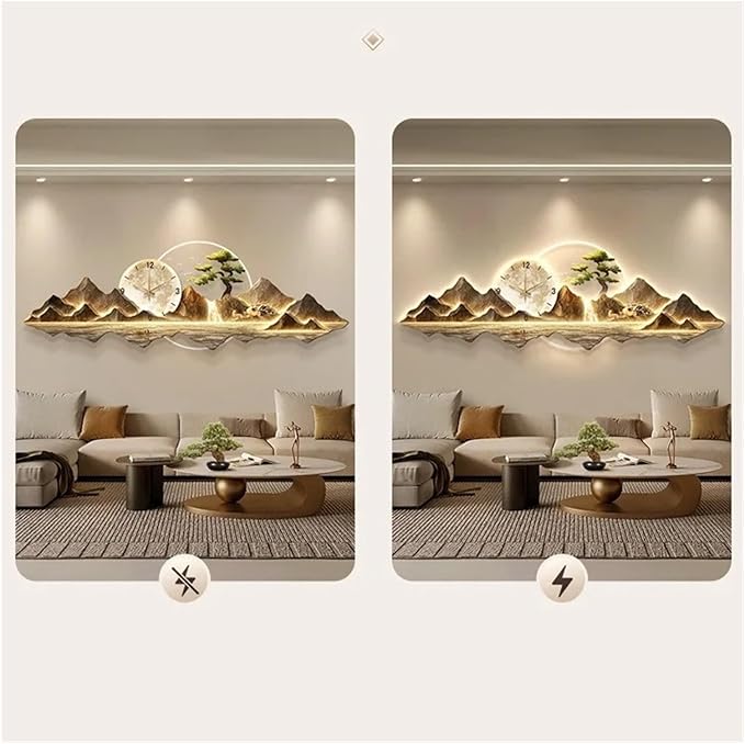 Light Luxury Clock Wall Aesthetic Creative Led Wall Watch Nordic Living Room Home Decoration(C,210x70cm)