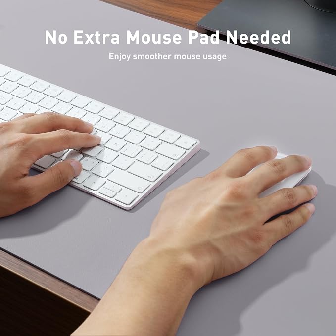 Aothia Large PU Leather Desk Pad Protector – Non-Slip Mouse Pad & Writing Mat for Office/Home, Waterproof, Easy to Clean (Smoky Lavender, 48" x 17")