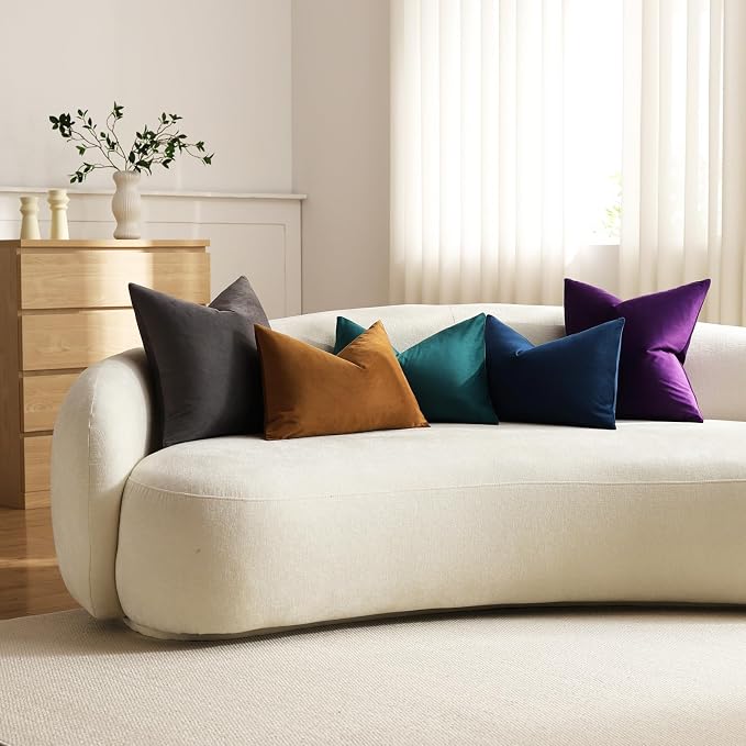 Euro Sham Covers 24x24 Dark-Grey: Pack of 2 Cozy Soft Velvet Square Modern Luxury Decorative Throw Pillow Cases for Sofa Couch Living Room Bed Home Decor