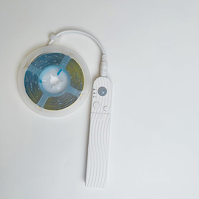 5V Motion Sensor COB LED Strip Lights,Time-Delay and Brightness Adjustable,Two Power Supply Options: Batteries(Not Included) or USB,9.84FT/3M,Cool White 6500K,320LEDs/M,for Kitchen Cabinet