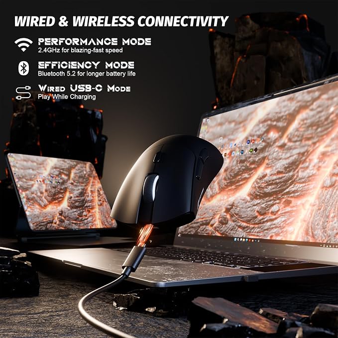 ATTACK SHARK X68 HE 60% Wired RT 8K Keyboard and Wireless R1 Mouse-Black | Adjustable Actuation,Hall Effect Mechanical Magnetic Switch,Coiled Cable,USB C/2.4Ghz/BT Ultralight 18K DPI Mice for PC Gamer