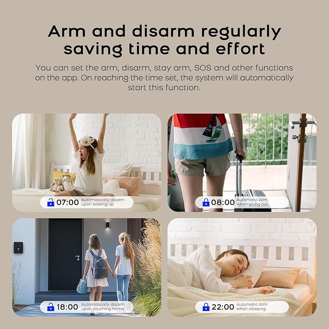 PGST WiFi Alarm System for Home Security,DIY Door Alarm Sensors,Tuya App Remote Control,Compatible with Alexa&Google for Villa,Apartment,Cabage,No Contract Fee