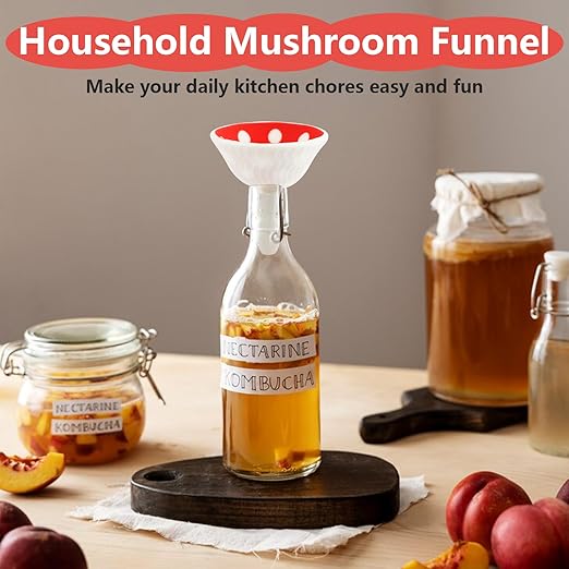 Silicone Mushroom Funnel, Small Kitchen Funnels for Filling Small Bottles, Collapsible Kitchen Funnel Set with 2 Cleaning Brushes, Funny Kitchen Gadgets Valentine Gifts for Women Stocking Stuffers
