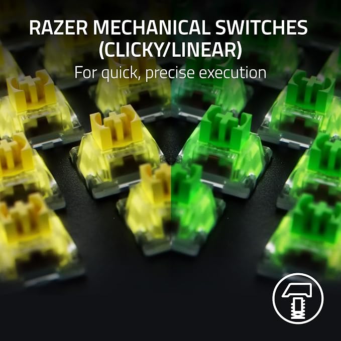 Razer BlackWidow V4 Mechanical Gaming Keyboard, Yellow Linear Switches | Chroma RGB, 6 Dedicated Macro Keys, Magnetic Wrist Rest, Doubleshot ABS Keycaps