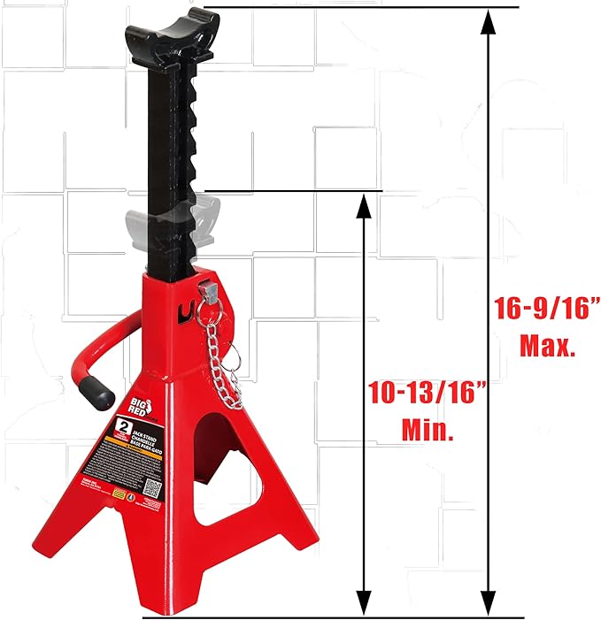 BIG RED T815016L Torin Hydraulic Low Profile Aluminum and Steel Racing Floor Jack, 1.5 Ton (3,000 lb) Capacity, Blue & T42002A Torin Steel Jack Stands: Double Locking, 2 Ton (4,000 lb) Capacity, Red