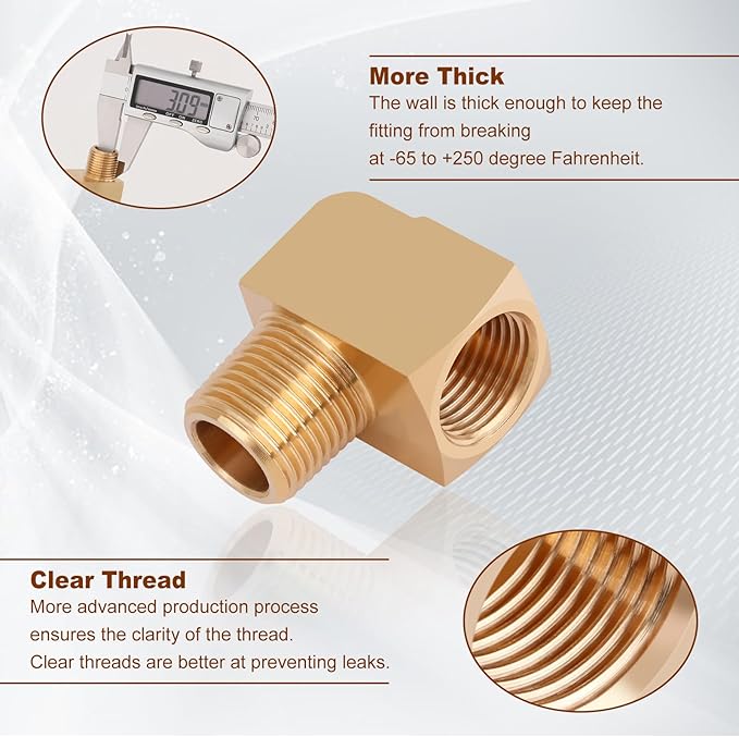 5pcs 3/8??Brass Fittings 90 Degree Barstock Street Elbow 3/8" NPT Male Pipe to 3/8" NPT Female Pipe 3/8 NPT Elbow Forged Brass Pipe Fittings