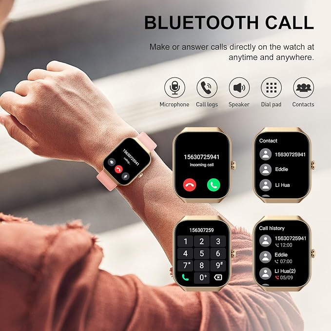 Jugeman Smart Watch for Women, 1.96" HD Smartwatch (Answer/Make Call) with Heart Rate/Sleep Monitor/Pedometer Fitness Watch 113+ Sport Modes, IP68 Waterproof Activity Tracker for Android iOS