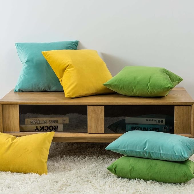 16x24 Velvet Throw Pillow Covers Set of 2 for Couch Bed Sofa,Teal Green | Decorative Soft Pillow Covers with Invisible Zipper for Couch Sofa Bed Living Room Bedroom Home Decor