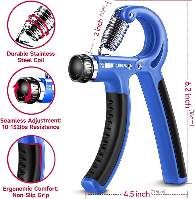 FitBeast Grip Strengthener Forearm Strengthener Hand Grips Strengthener Kit - 5 Pack Adjustable Resistance