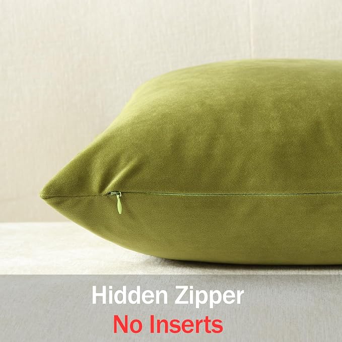 Throw Pillow Covers 16x16 Chartreuse: Pack of 2 Cozy Soft Velvet Square Modern Luxury Decorative Throw Pillow Cases for Sofa Couch Living Room Bed Home Decor