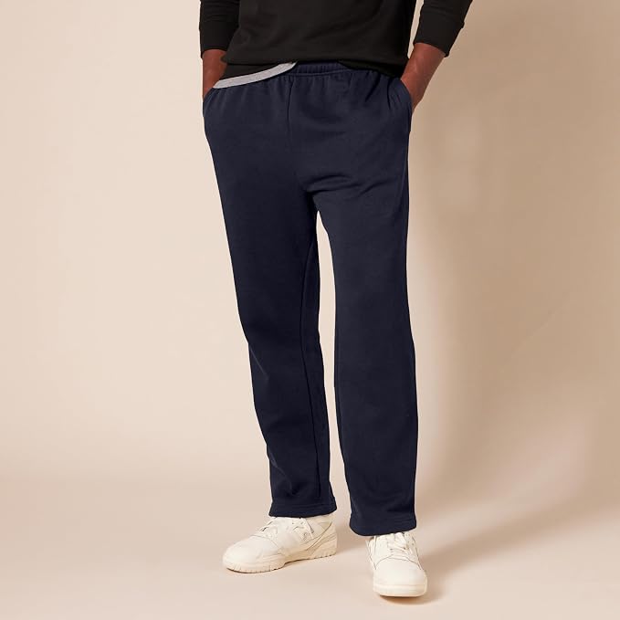 Amazon Essentials Men's Relaxed Straight Leg Fleece Open Bottom Sweatpant (Available in Big & Tall)