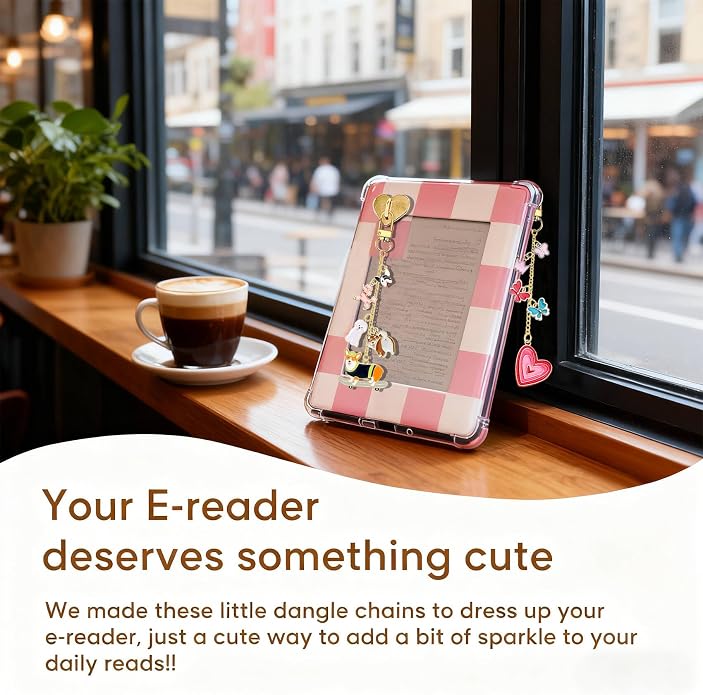 Charm Chains for Kindle,Cute E-reader Phone Charm Bracelets Accessories Compatible for Kindle E-Reader Phone iPad AirPod,Gifts for Reader Booklovers