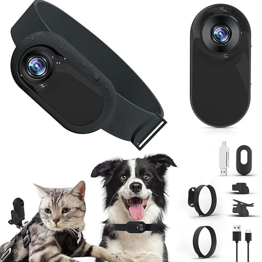 Cat Collar Camera, 1080P FHD Dog Collar, Pet Action Camera with Video Records, 0.96 LCD Screen, 170° Wide Angle, No Wi Fi Needed, for Cats, Dogs, Outdoor, Indoor
