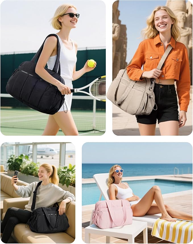 BAGSMART Duffle Bag for Travel, Gym Bag for Women, Weekender Carry on Bag | PVC Wet Pocket, Airline Approved Personal Carry-on Size, Fits Under-seat, One Bag for Gym, Travel, Hospital, Overnight