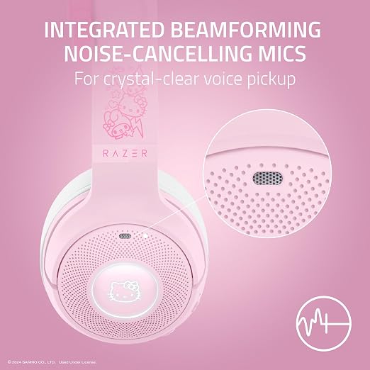Razer Kraken Kitty V2 BT Wireless RGB Headset: Chroma RGB - Bluetooth 5.2-40 mm Drivers - 40 Hr Battery w/Type C Charging - Hello Kitty & Friends Edition | Chroma RGB Kitty Ears & Earcups, Bluetooth 5.2, 40 mm Drivers, Noise-cancelling Mics, Lightweigh...