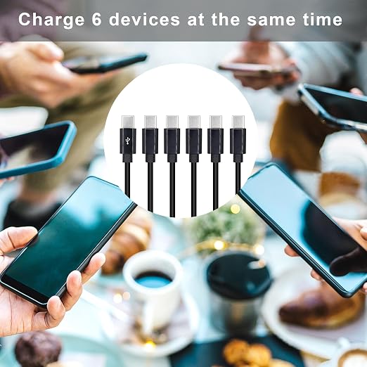 6 in 1 USB Type C Splitter Cable,USB C Male to 6 USB C Male Data Snyc and Charging Cord,USB C Multi Charging Cable for Cell Phones,Tablets and More(1.6FT/0.5M)