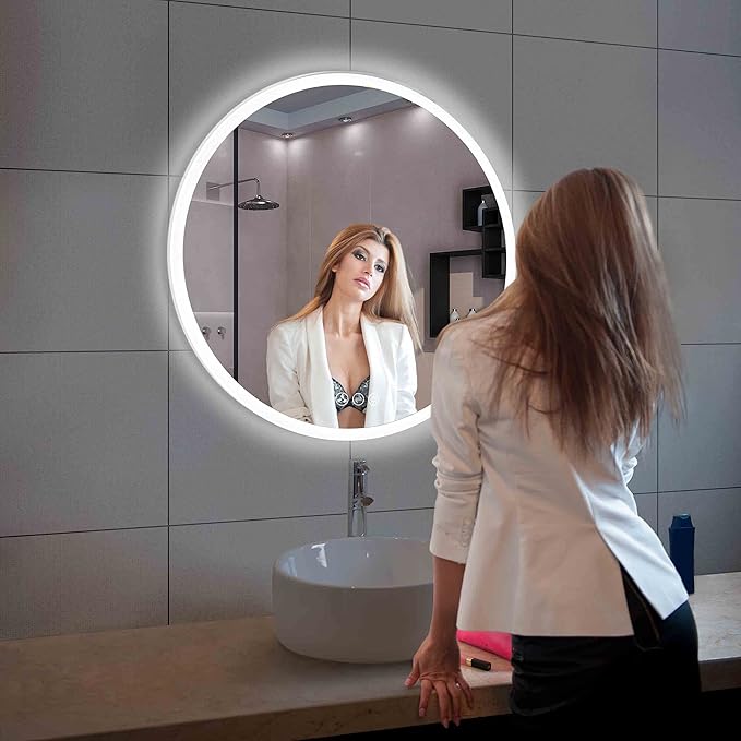 Blossom 32" Round LED Mirror for Bathroom - Wall Mounted Backlit Anti-Fog, Dimmable & 3 Color Temperatures - Smart Lighted Vanity Mirror - Perfect LED Bathroom Mirrors for Over Sink