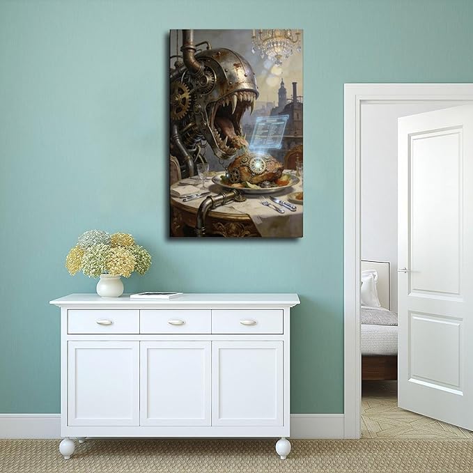Framed Steampunk Fantasy Wall Art for Living Room And Dining Room Vintage Industrial Decor 08x12inch(20x30cm)