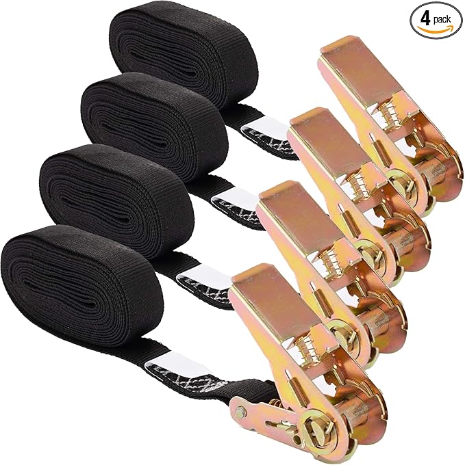 MOOCY Small Ratchet Strap,Heavy Duty Endless Ratchet Tie Down Straps,NO Hook Nylon Black Tie Down Straps,Mini Endless Ratchet Straps for Motorcycles, Kayak