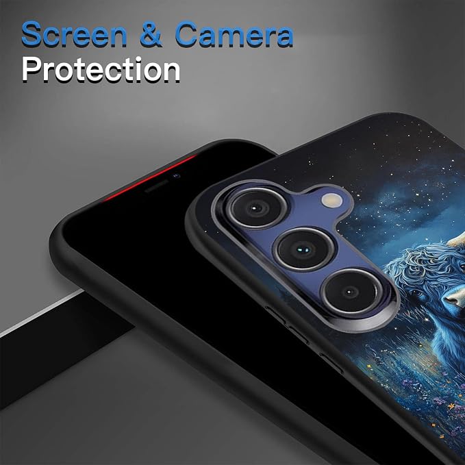 Designed for Galaxy S25 FE Phone Case,Slim Silicone Shockproof Protective Case for Galaxy S25 FE 6.7 inch,Cute Highland Cow