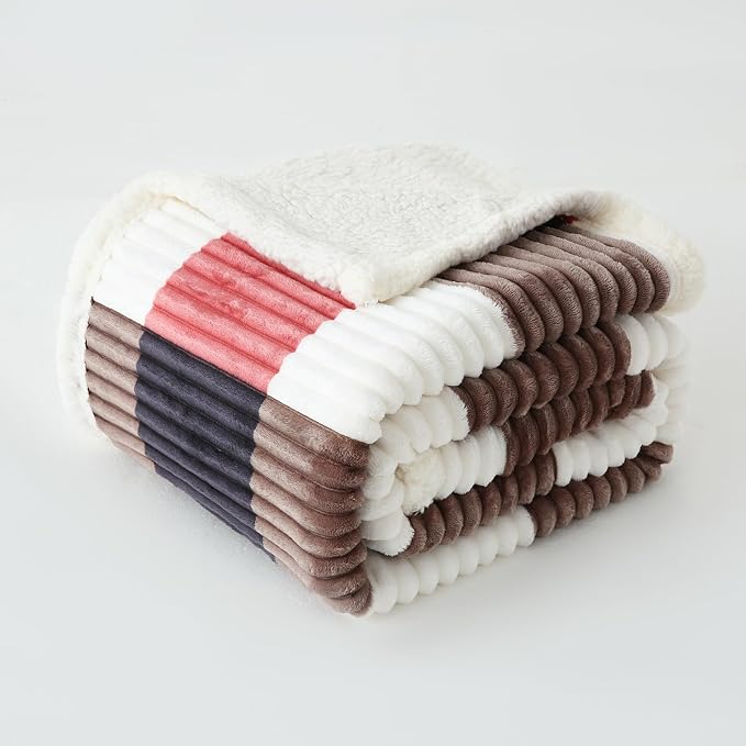 PU MEI Sherpa Blanket Twin Plaid Thick Bed Blanket, 60”*80” Super Soft Flannel Fuzzy Fleece Reversible Velvet Plush Warm Blanket for Couch (Black Red Check)