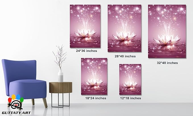 Zen Lotus Floral Pictures Wall Art, Water Lily Bloom Picture, Lotus Flower Canvas Art Print, Calm Relax Poster, Spiritual Zen Flower Print for Zen Office Decor Meditation Poster18x24 inch