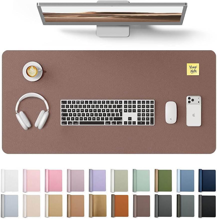 YSAGi Desk Protector&Blotter, Non-Slip Waterproof Leather Mouse Pad | Shields Scratches, Stains, Spills, Heat & Scuffs; Suede Non-Slip; Easy-Clean; Comfy Writing/Typing, 31.5" x 15.8",Chocolate