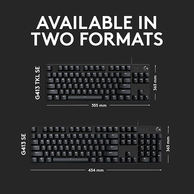 Logitech G413 TKL SE Mechanical Gaming Keyboard - Black | Tactile switches, anti-ghosting, compatible with Windows and macOS, compact design
