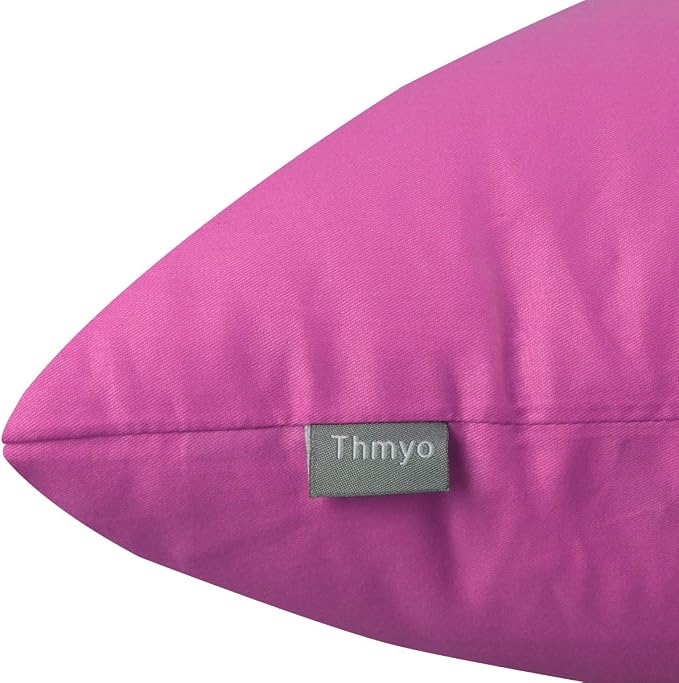 Thmyo 4-Pack 100% Cotton Comfortable Solid Decorative Throw Pillow Case, Square Cushion Cover Pillowcase Sublimation Blank Pillow Covers DIY Throw Pillowcase for Couch(18x18 inch/ 45x45cm,Rose red)