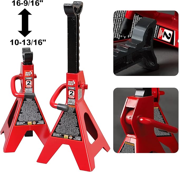 BIG RED T82040 Torin Hydraulic Trolley Floor Service/Floor Combo with 2 Jack Stands and Rolling Garage/Shop Creeper, 2 Ton (4,000 lb) Capacity, Red