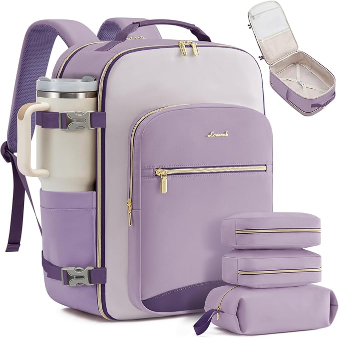 LOVEVOOK 50L Travel Backpack for Women & Men, Airline Approved Carry On Luggage with 3 Packing Cubes, TSA Overnight Bags, Waterproof Personal Item Bag, Weekender Essentials Backpacks fits 17" Laptop