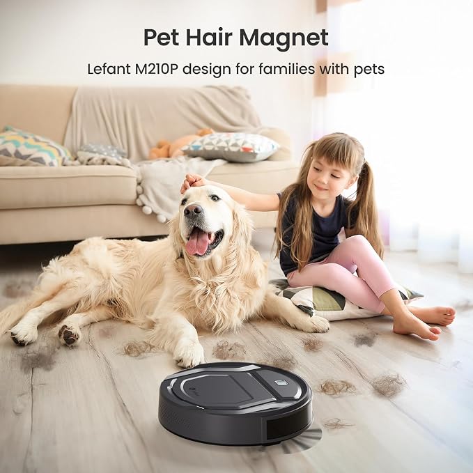 Lefant M210 Pro Robot Vacuum, 4000Pa Suction, 200 Mins Runtime, Quiet, Ultra-Slim, Self-Charging Robotic Vacuum Cleaner, WiFi/App/Alexa Control, Ideal for Pet Hair & Hard Floors