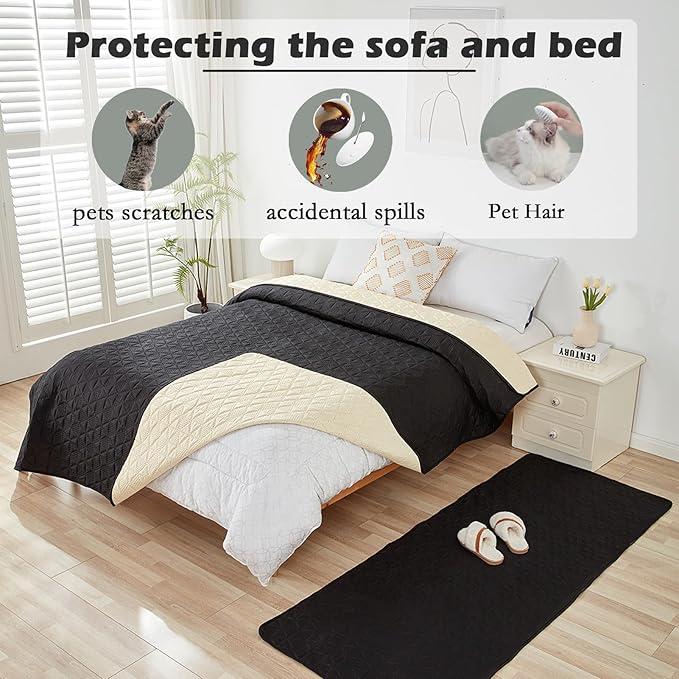 Waterproof Dog Bed Cover Pet Blanket, Soft Pet Couch Covers for Sofa Washable, Bed Couch Sofa Furniture Protector for Puppy Cat Kids (Black,100 * 127 CM)