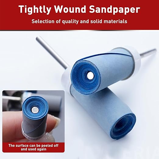10Pcs 2500 Grit Sanding Drums Sandpaper Sticks Set with 1/8"(3mm) Shank for Dremel Rotary Tool, Suitable for Metal Rust Removal/Jade Polishing/Stone Grinding