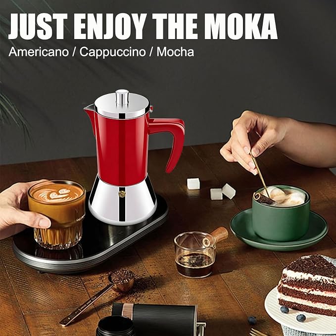 12 Cup Thickened 304 Stainless Steel Moka Pot Stovetop Espresso Maker Cafeteras Italian Percolator Espress Makers Capable Greca Mocha Coffee Machine for Induction Home and Camping 600ml 20oz