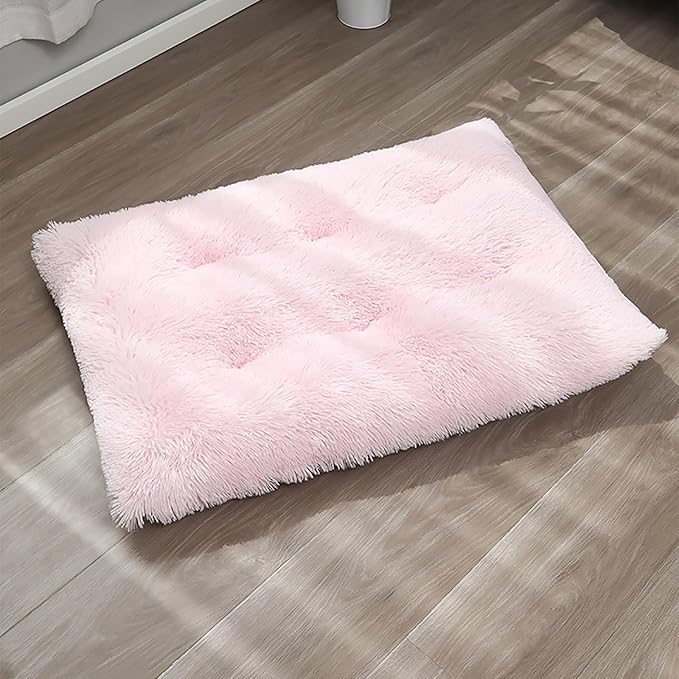 Dog Crate Mat, Dog Bed for Large Dogs, Comfy Fluffy Kennel Pad Anti-Slip for Dog beds & Furniture, Quilted Dog Bed for Pets for Medium/Small Dogs Cats (Color : Pink 3, Size : 20x14.9)