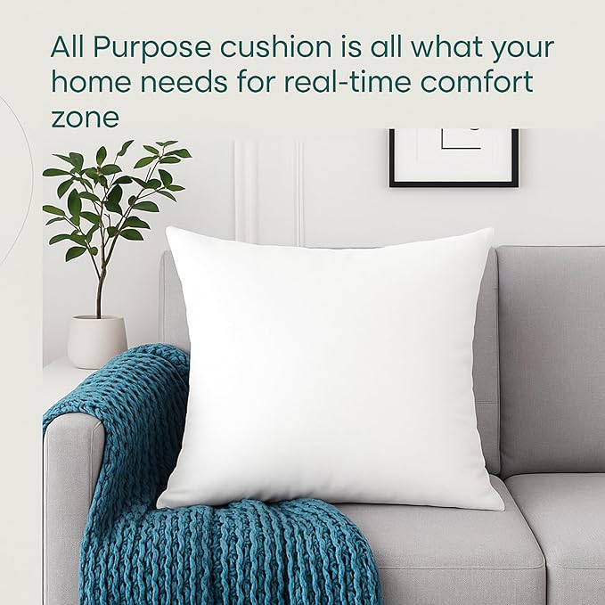LANE LINEN 18 x 18 Throw Pillow Insert - Pack of 2 White, Down Alternative Pillow Inserts for Decorative Pillow Covers, Throw Pillows for Bed, Couch Pillows for Living Room | Contemporary Solid Inserts For Sofa Back Support - Durable Everyday Fill, Eve...