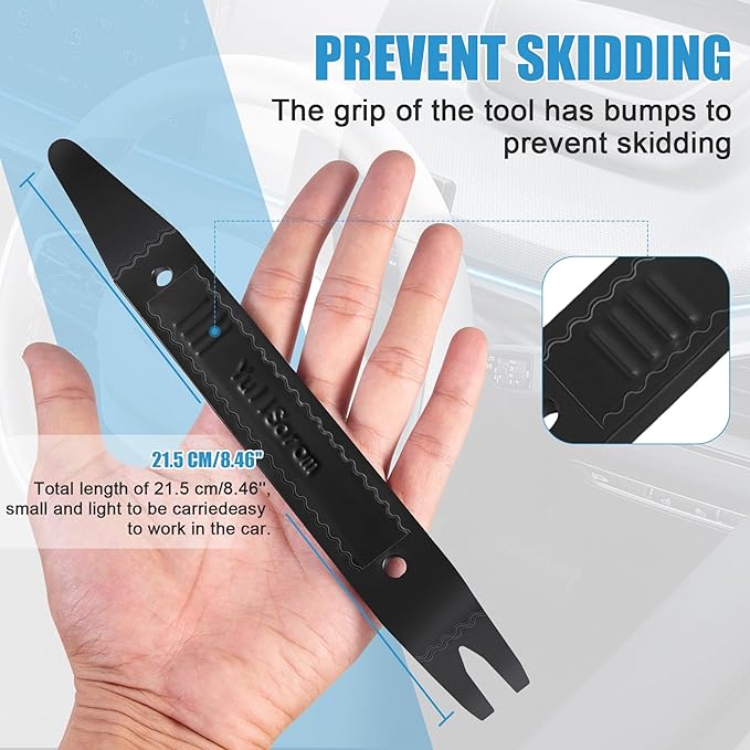 4140 Dual-purpose Steel Pry Bar, Multi-Function Trim Removal Tool for Automotive Panel,Planes Panel, Interior &exterior Trim Removal (Black Pry Tool 1pc)