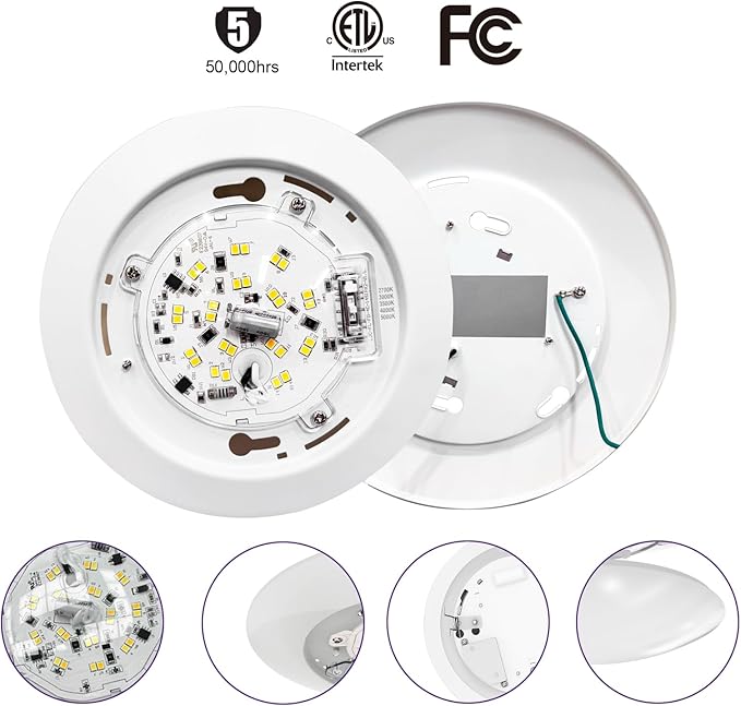 18-Pack 4 Inch Disk Lights, 2700K-5000K Adjustable, 10W, 650LM, CRI 90+, Dimmable 10%-100%, Wet Rated, Surface Mount LED Ceiling Light for Bathroom Kitchen, ETL Listed