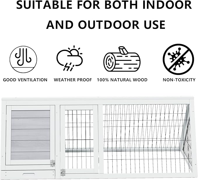 Rabbit Hutch Indoor Outdoor, Chicken Coop, Brooder Box for Chicks, A-Frame Poultry Quail Cage Duck House with Ventilating Wire Bunny Cage for Small Animals (Grey)